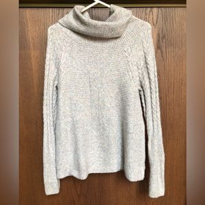 Liz Claiborne Women's Sweater Cowl Neck Small Cable Knit Ribbed Gray Confetti